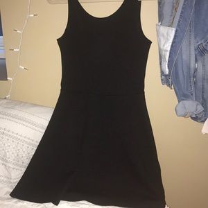 Black textured flare dress